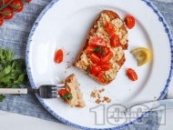 Сандвичи брускети с нахутена паста, тахан и чери домати